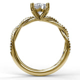 18K Yellow Gold Petite Diamond Twist Semi-Mount Engagement Ring