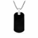Chevron Tag in Sterling Silver with Black Onyx, 42mm