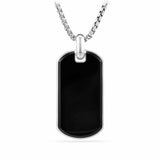 Chevron Tag in Sterling Silver with Black Onyx, 42mm