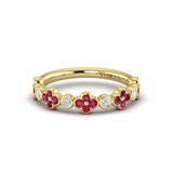 Vloria Ruby Bloom Diamond Band in 18K Yellow Gold