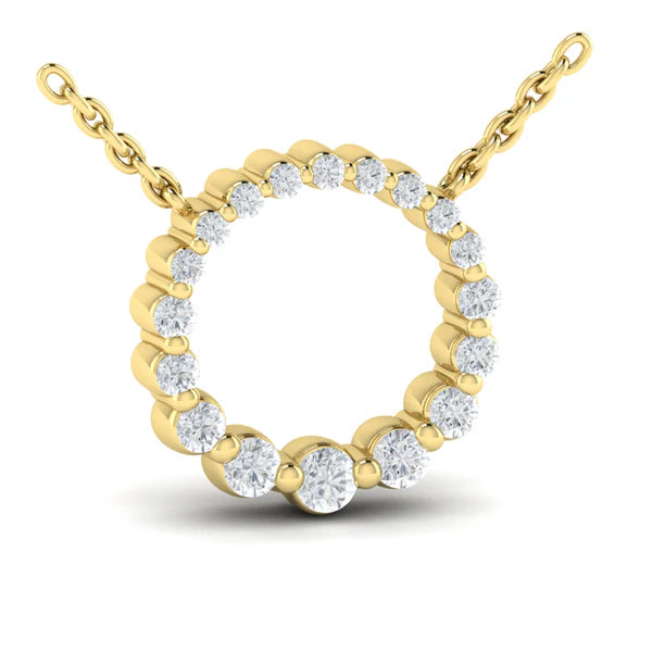 Amuleta Graduated Diamond Circle Necklace in 18K Yellow Gold