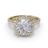 18K yellow Gold Diamonds Galore Halo Semi-Mount Engagement Ring