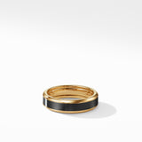Beveled Band Ring in 18K Yellow Gold with Black Titanium, 6mm