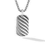 Sculpted Cable Tag in Sterling Silver, 35mm