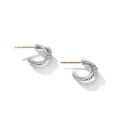 Petite X Hoop Earrings in Sterling Silver with Pavé Diamonds, 12.6mm