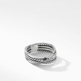X Crossover Band Ring in Sterling Silver with Diamonds, 6mm