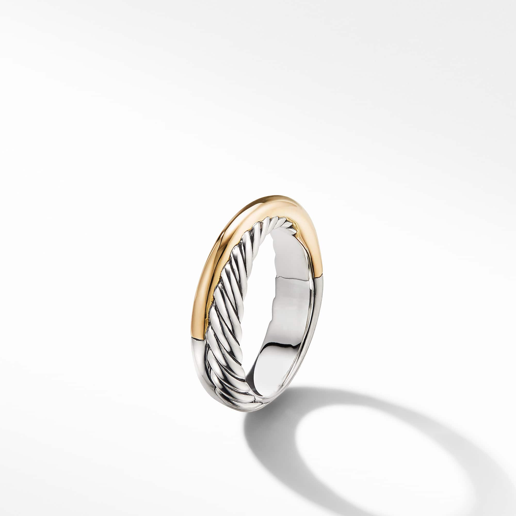 Crossover Band Ring in Sterling Silver with 18K Yellow Gold, 5.3mm