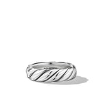 Sculpted Cable Band Ring in Sterling Silver, 6mm
