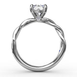 18K White Gold Elegantly Twisted Semi-Mount Engagement Ring