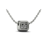 Karina Diamond Baguette Halo Pendant Necklace in 18K White Gold