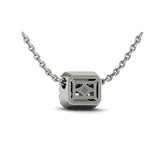 Karina Diamond Baguette Halo Pendant Necklace in 18K White Gold