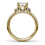 Two-Toned Emerald Cut Diamond Semi-Mount Engagement Ring