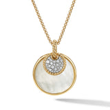 DY Elements® Convertible Pendant Necklace in 18K Yellow Gold with Black Onyx Reversible to Mother of Pearl and Diamonds, 26.6mm