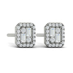 Karina Diamond Baguette Stud Earrings in 18K White Gold
