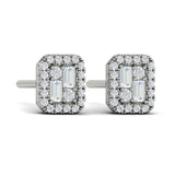 Karina Diamond Baguette Stud Earrings in 18K White Gold