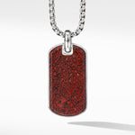 Chevron Tag in Sterling Silver with Red Agate, 35mm