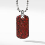 Chevron Tag in Sterling Silver with Red Agate, 35mm