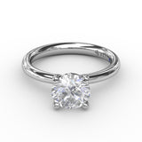 18K White Gold Timeless Round Cut Solitaire Semi-Mount Engagement Ring
