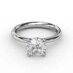 18K White Gold Timeless Round Cut Solitaire Semi-Mount Engagement Ring