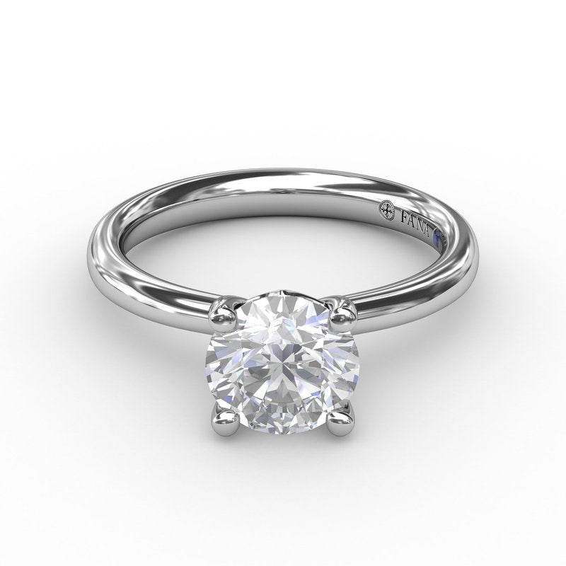 18K White Gold Timeless Round Cut Solitaire Semi-Mount Engagement Ring