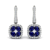 18K White Gold Adella Cushion Diamond & Multi-Sapphire Earrings
