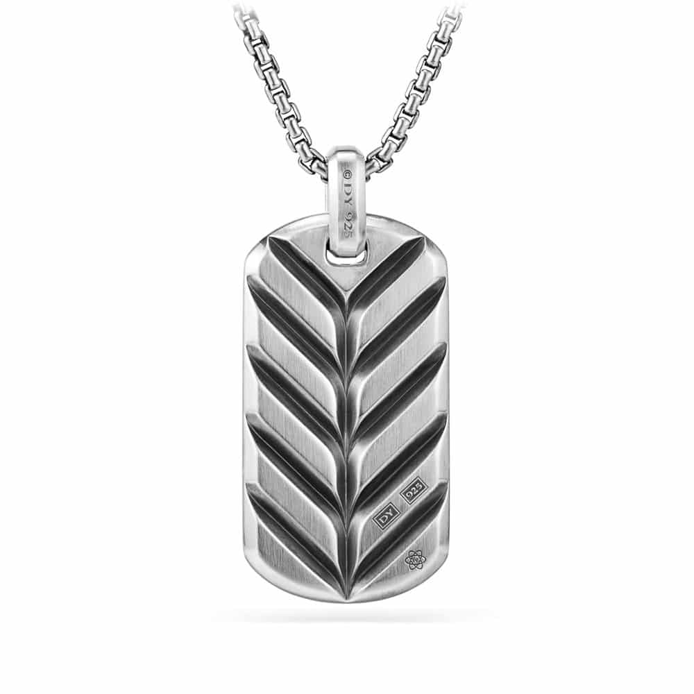 Chevron Tag in Sterling Silver with Black Onyx, 42mm