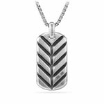 Chevron Tag in Sterling Silver with Black Onyx, 42mm