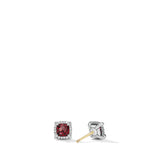 Petite Chatelaine® Pavé Bezel Stud Earrings in Sterling Silver with Rhodolite Garnet and Diamonds, 5mm