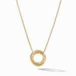 Crossover Pendant Necklace in 18K Yellow Gold with Diamonds, 14.5mm