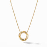 Crossover Pendant Necklace in 18K Yellow Gold with Diamonds, 14.5mm