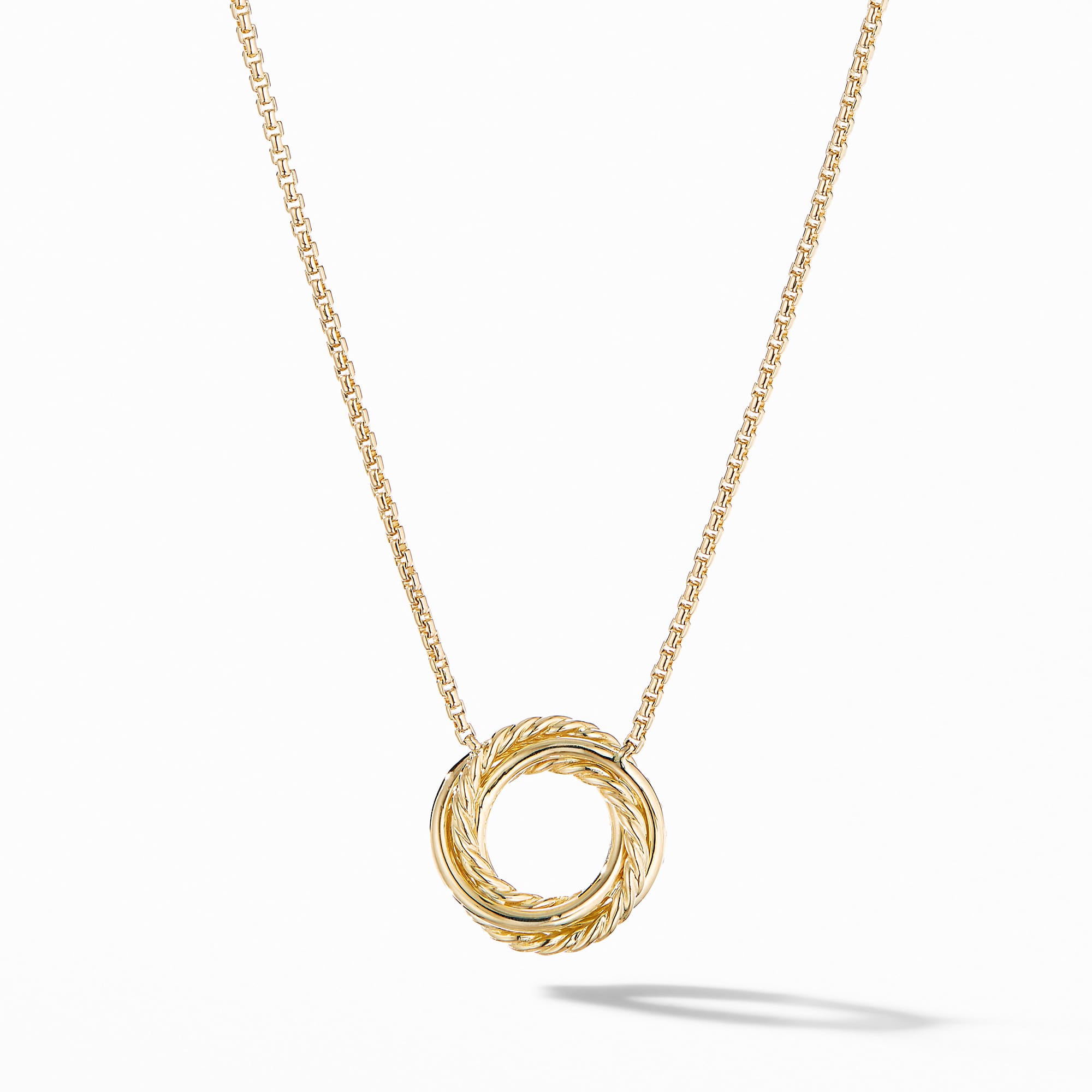 Crossover Pendant Necklace in 18K Yellow Gold with Diamonds, 14.5mm