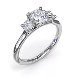 18K White Gold Three-Stone Diamond Semi-Mount Engagement Ring