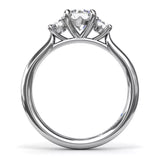 18K White Gold Three-Stone Diamond Semi-Mount Engagement Ring