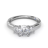 18K White Gold Three-Stone Diamond Semi-Mount Engagement Ring