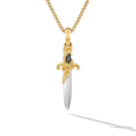 Waves Dagger Amulet in Sterling Silver with 18K Yellow Gold, 31mm