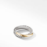 Crossover Band Ring in Sterling Silver with 18K Yellow Gold, 5.3mm