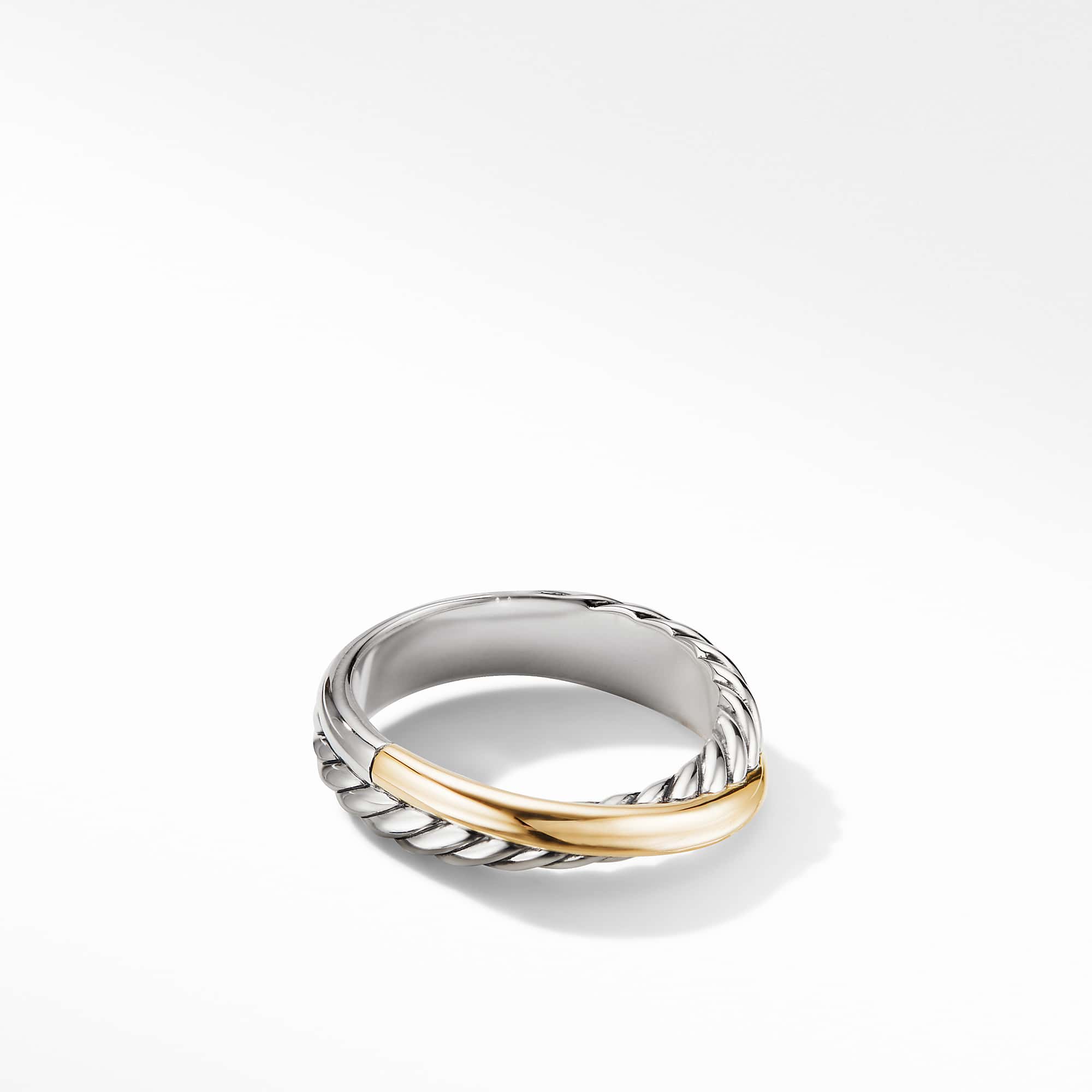 Crossover Band Ring in Sterling Silver with 18K Yellow Gold, 5.3mm