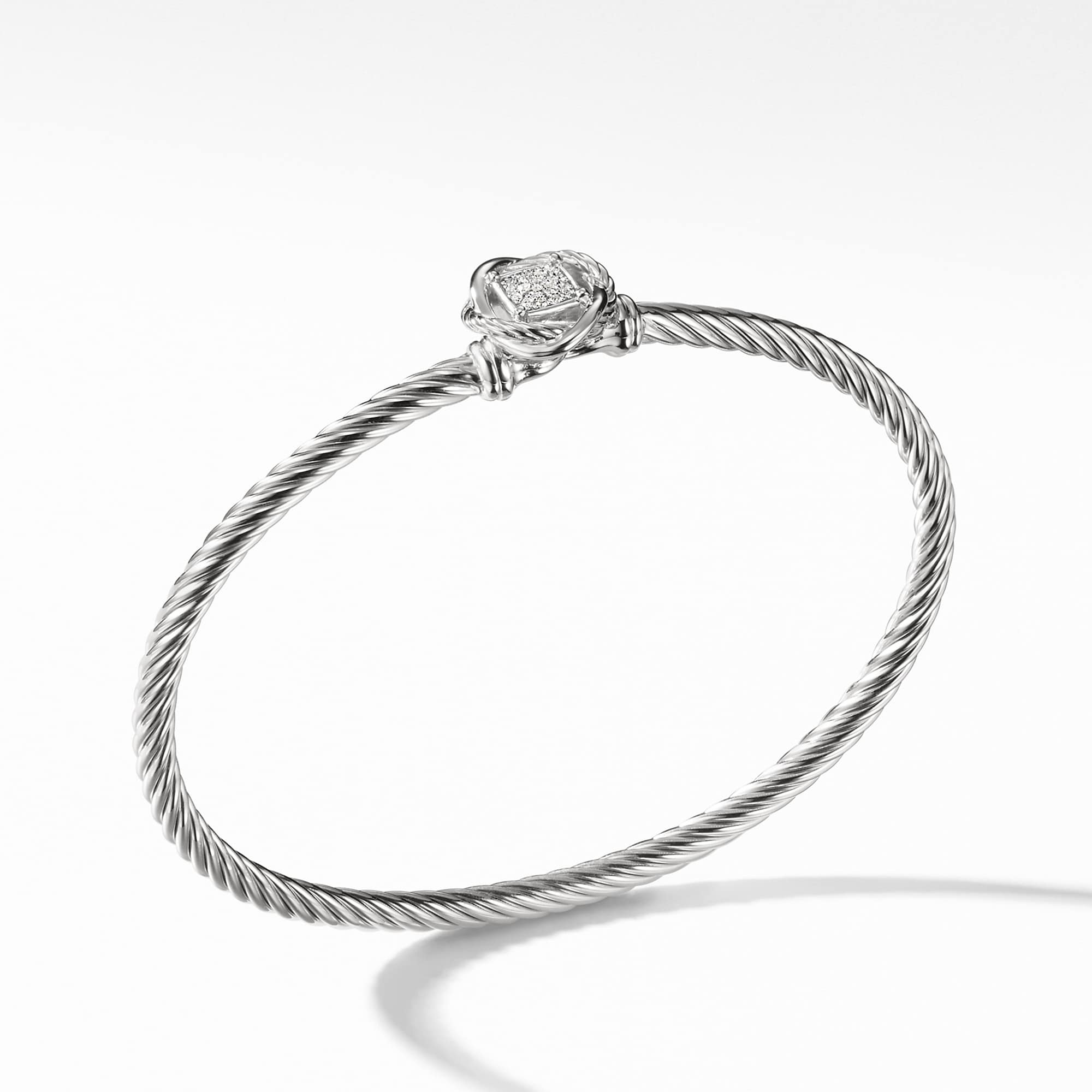 Infinity Bracelet in Sterling Silver with Diamonds, 3mm