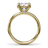18K Yellow Gold East West Oval Solitaire Diamond Semi-Mount Engagement Ring