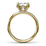 18K Yellow Gold East West Oval Solitaire Diamond Semi-Mount Engagement Ring