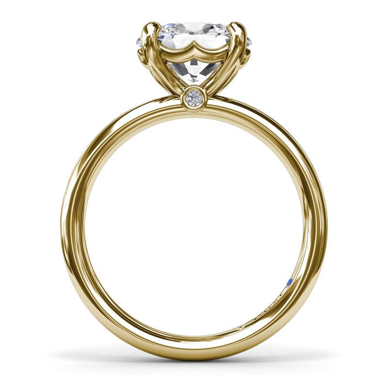 18K Yellow Gold East West Oval Solitaire Diamond Semi-Mount Engagement Ring