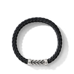 Chevron Bracelet in Black Rubber with Sterling Silver, 9mm