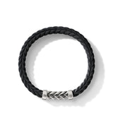 Chevron Bracelet in Black Rubber with Sterling Silver, 9mm