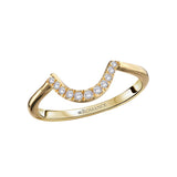 14K Yellow Gold Curved Front Diamond Wedding Band