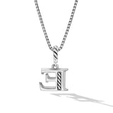 Pavé Initial Pendant Necklace in Sterling Silver with Diamond E
