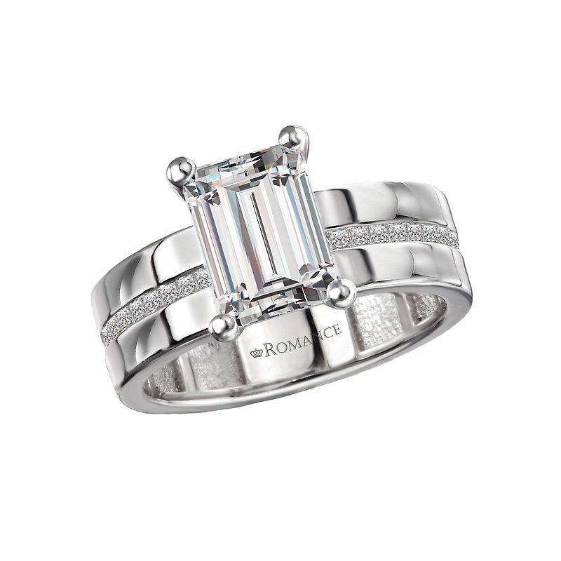 14K White Gold Princess-Cut Diamond Semi-Mount Engagement Ring