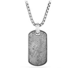 Chevron Tag in Sterling Silver with Meteorite, 35mm