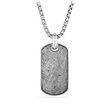 Chevron Tag in Sterling Silver with Meteorite, 35mm