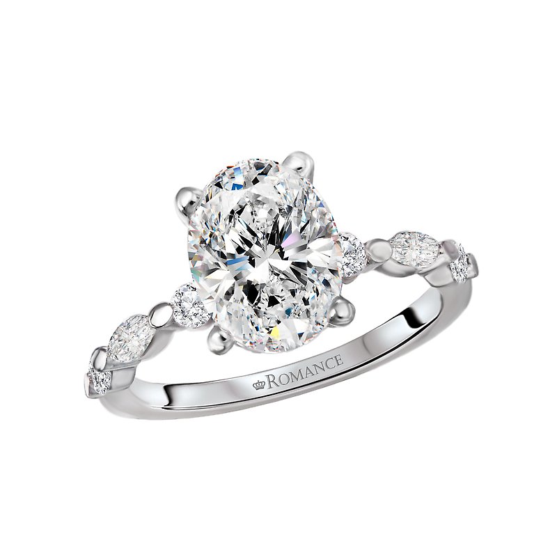 14K White Gold Semi-Mount Diamond Engagement Ring