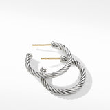 Cable Hoop Earrings in Sterling Silver, 3/4in